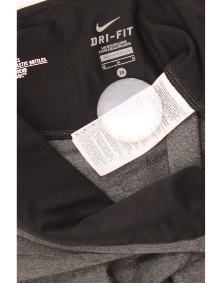Женские леггинсы Nike Dri Fit UK 14, средний серый полиэстер с цветными блоками