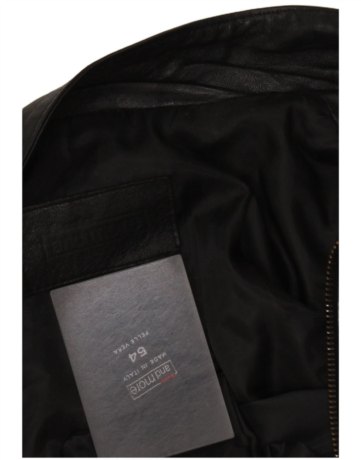 Винтажная мужская кожаная куртка IT 54 2XL Черная кожа