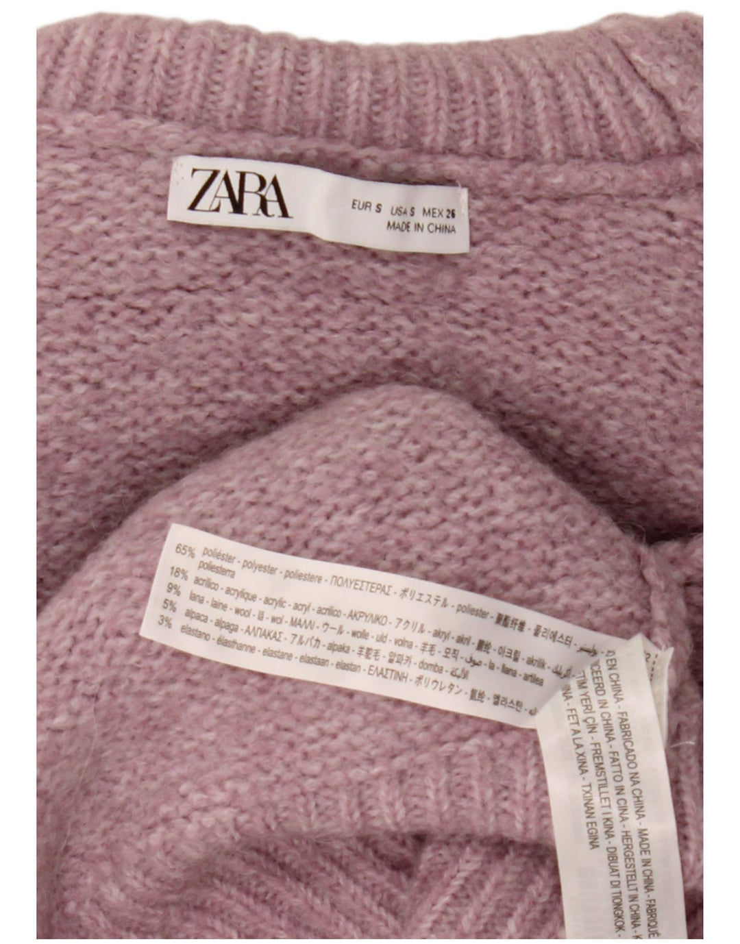 Женский свободный джемпер с высоким воротником Zara UK 10, маленький розовый в крапинку