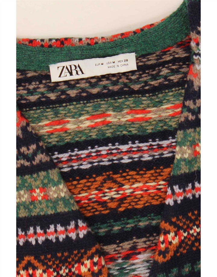 Женский укороченный жилет Zara UK 12, средний разноцветный шерстяной жилет