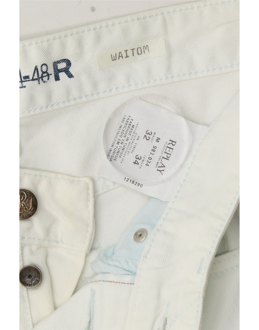 Мужские прямые джинсы REPLAY Waitom W32 L34, белый хлопок