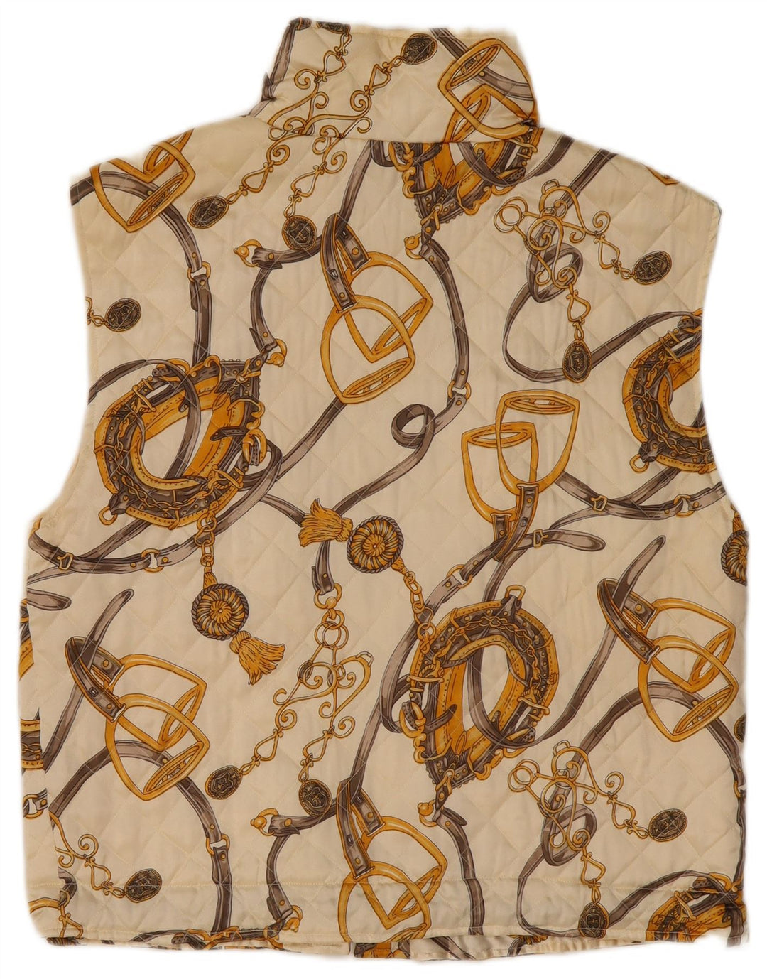 ВИНТАЖНЫЙ женский стеганый жилет с абстрактным узором, Великобритания 14, большой размер из белого шелка