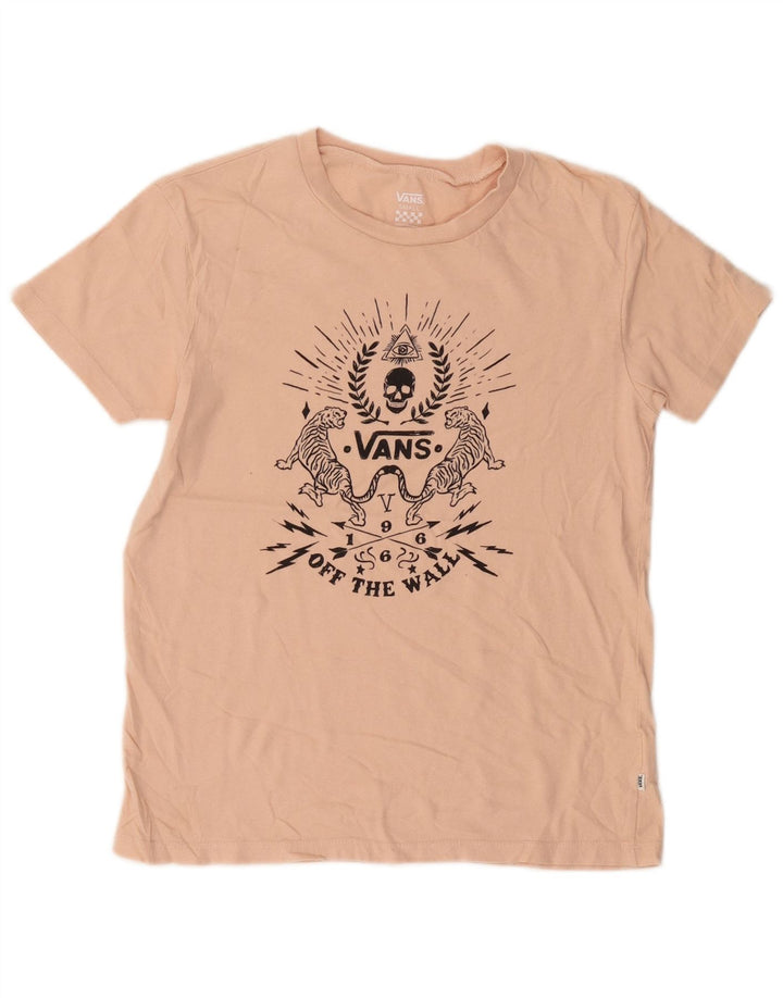 Женская футболка с рисунком VANS Top UK 10 Small Pink Cotton