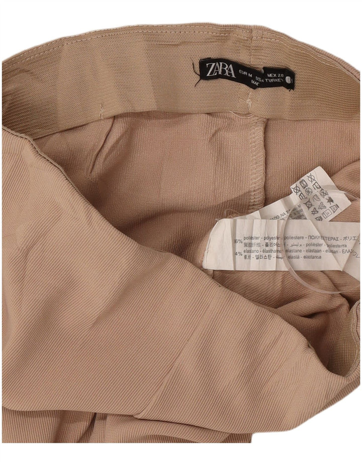 Женские леггинсы Zara Medium W28 L30, коричневые, полиэстер в тонкую полоску