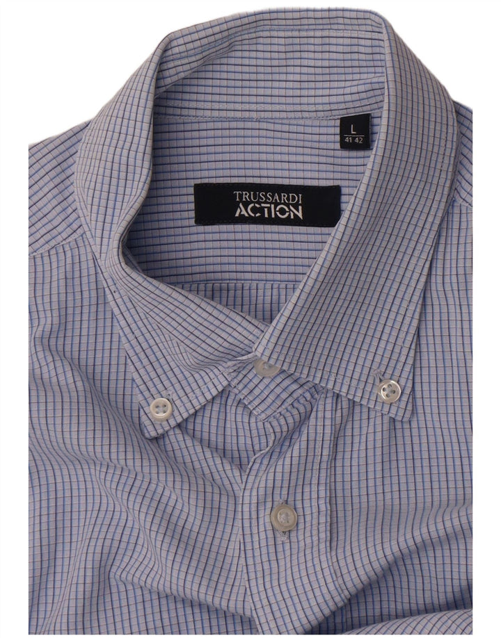 Мужская рубашка Trussardi, размер 41 42, большая синяя клетка