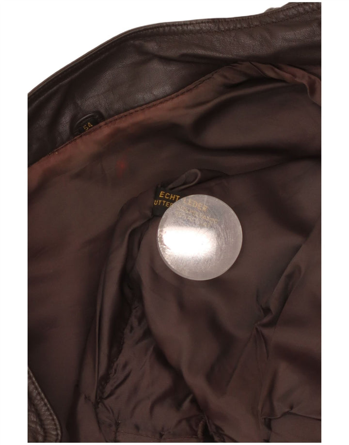 Винтажная мужская кожаная куртка-бомбер EU 54 2XL Коричневая кожаная куртка