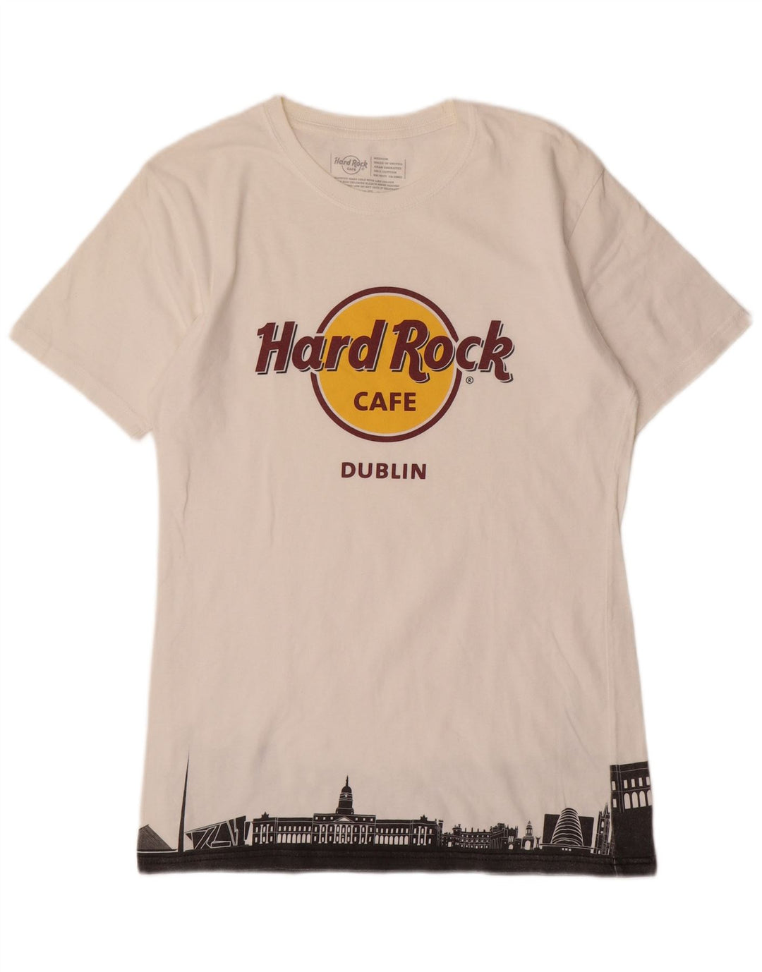 Мужская футболка Hard Rock Cafe Dublin с графическим рисунком, топ среднего размера, белый хлопок