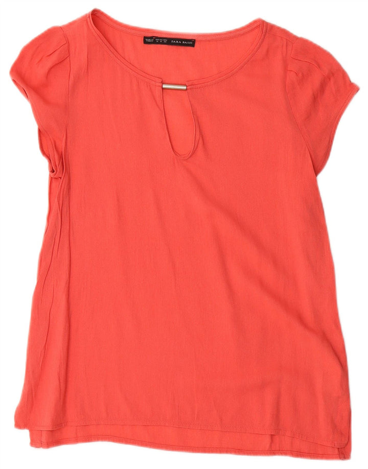 Женская блузка Zara Top UK 12, средний красный, вискоза