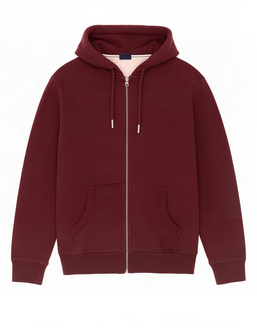Мужской свитер с капюшоном на молнии Superdry среднего размера, темно-бордовый, хлопок
