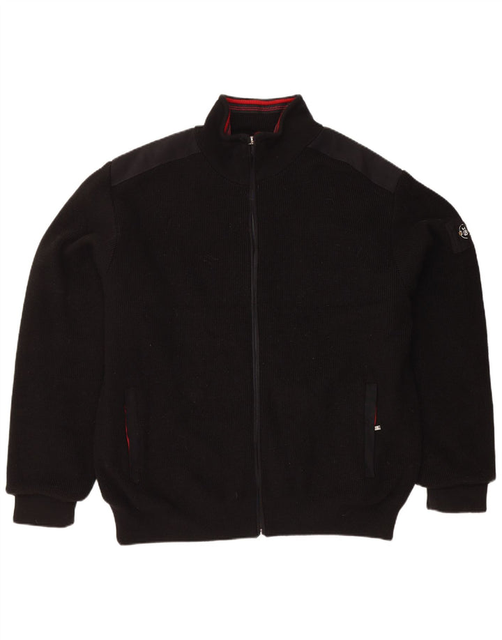 Винтажный мужской кардиган-свитер XL из черной шерсти