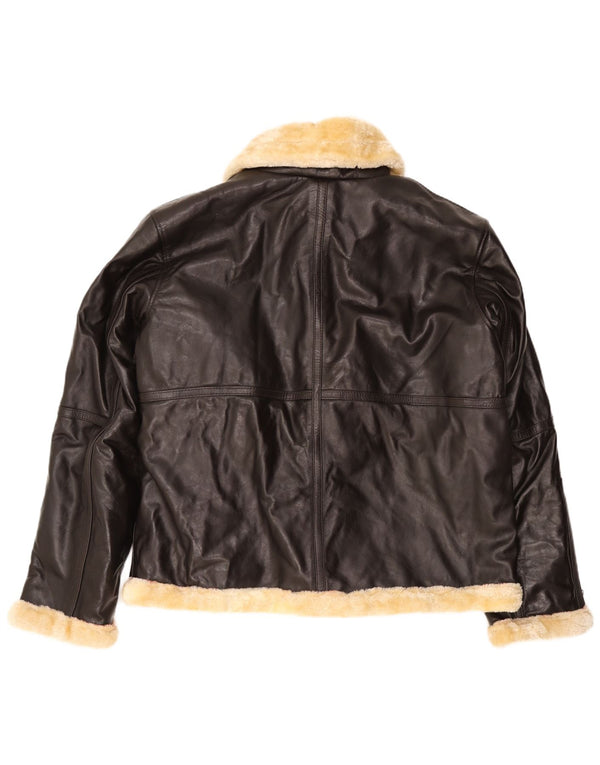 Мужская дубленка VINTAGE UK 50 5XL коричневая кожаная