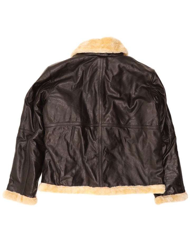 Мужская дубленка VINTAGE UK 50 5XL коричневая кожаная