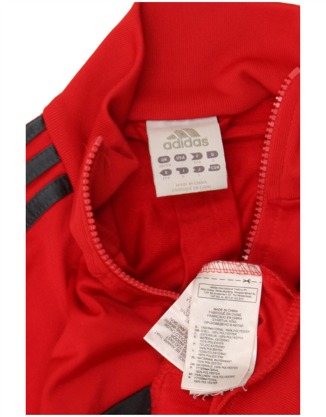 Мужская спортивная куртка ADIDAS UK 38/40, средний красный полиэстер с цветными блоками