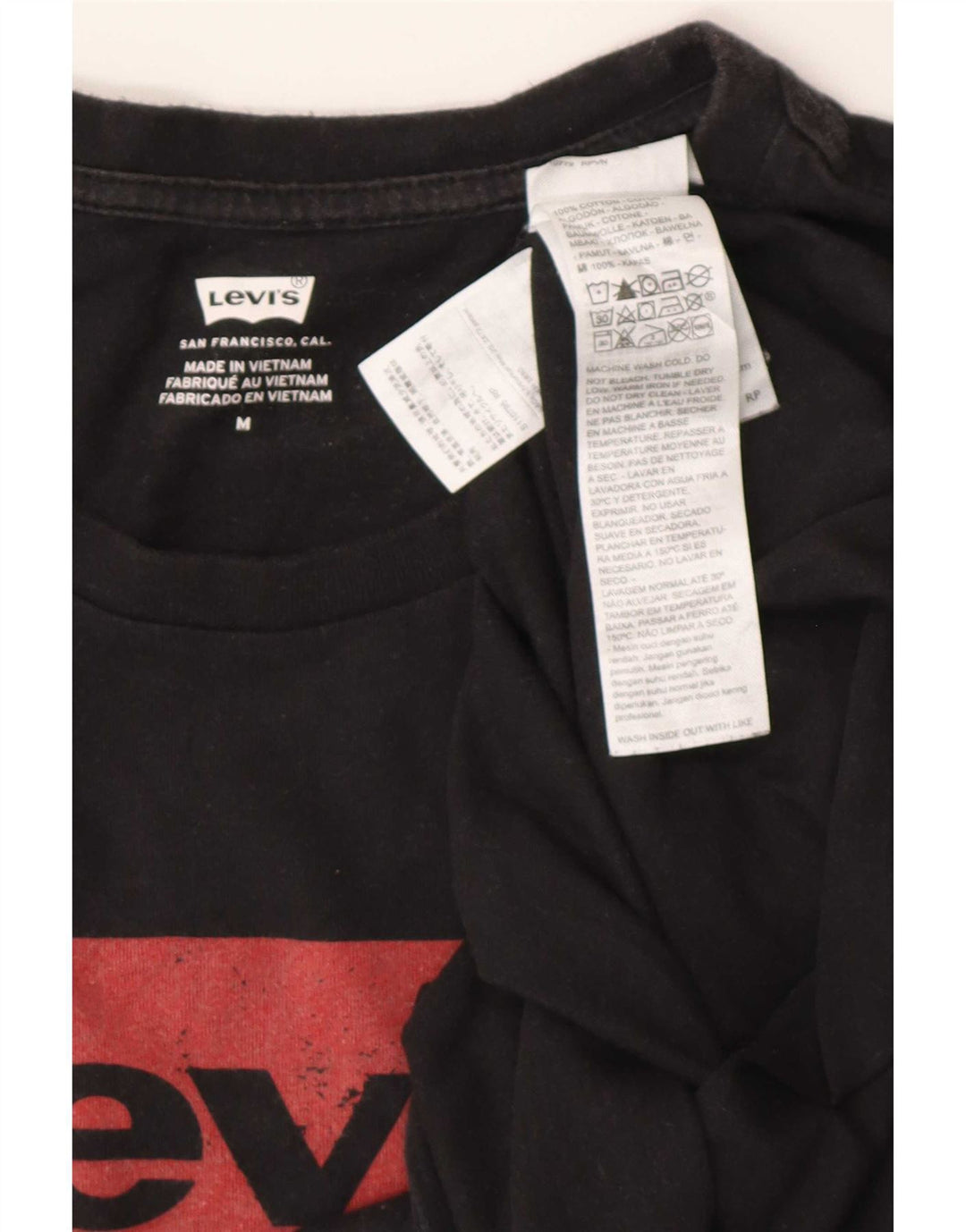 Мужская футболка с рисунком Levi's, верх среднего размера, черный хлопок, хлопок