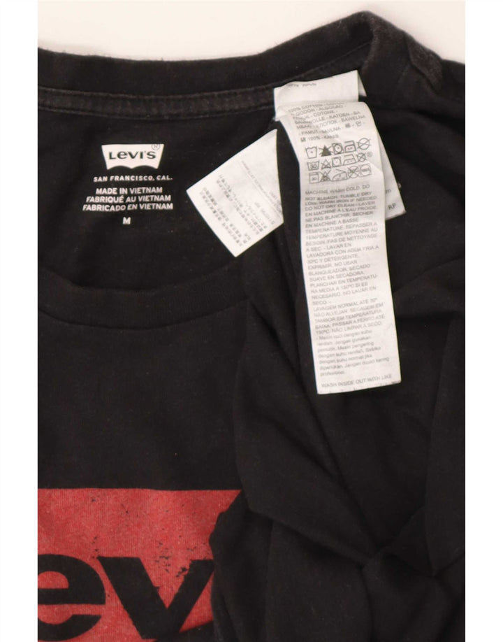 Мужская футболка с рисунком Levi's, верх среднего размера, черный хлопок, хлопок