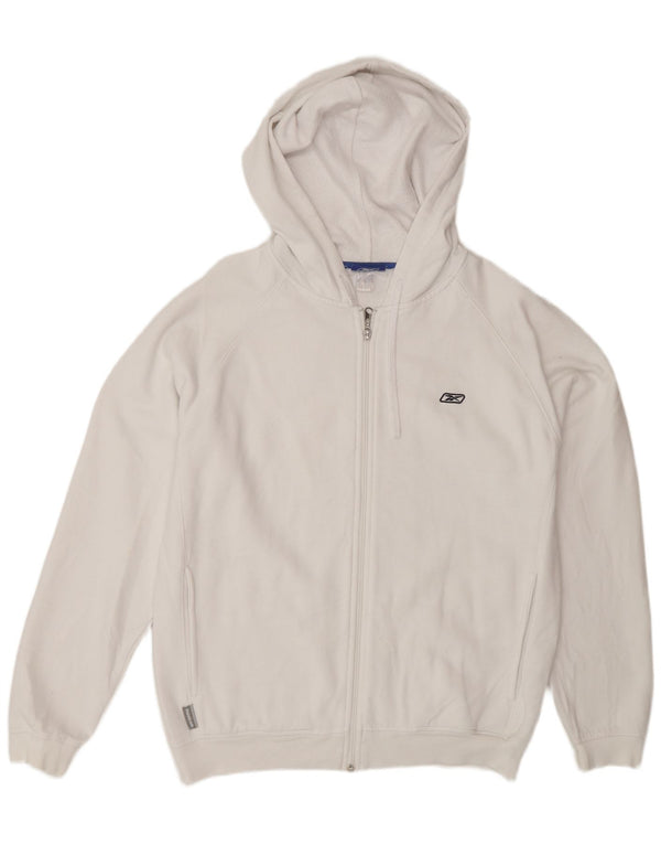 Reebok Mens Zip Hoodie Sweater Small White Cotton