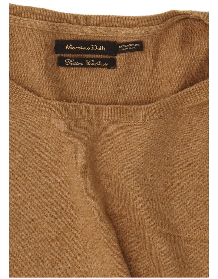 Мужской джемпер с круглым вырезом Massimo Dutti, хлопковый джемпер среднего коричневого цвета с цветными блоками