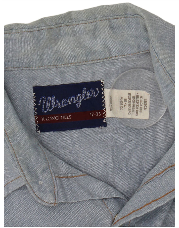Мужская рубашка Wrangler Western, размер 17 XL, синяя, полиэстер