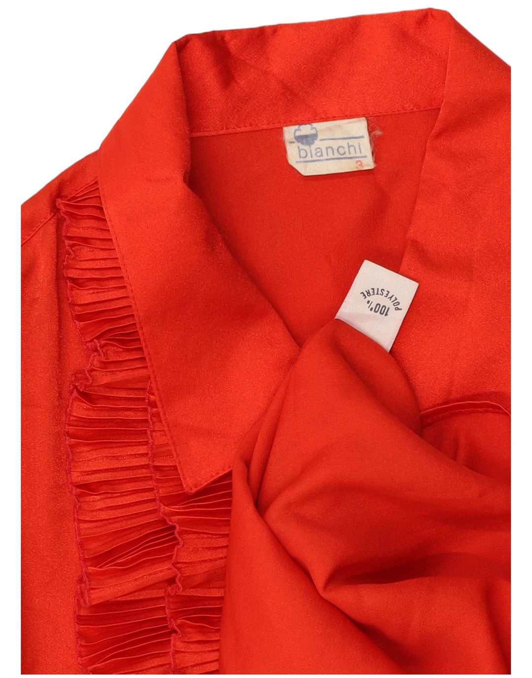 BIANCHI Женская блузка-рубашка с оборками спереди, Великобритания, 18 XL, красный полиэстер
