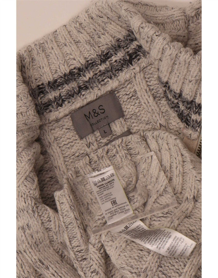 Мужской джемпер с воротником на молнии Marks & Spencer, большой серый акрил в крапинку