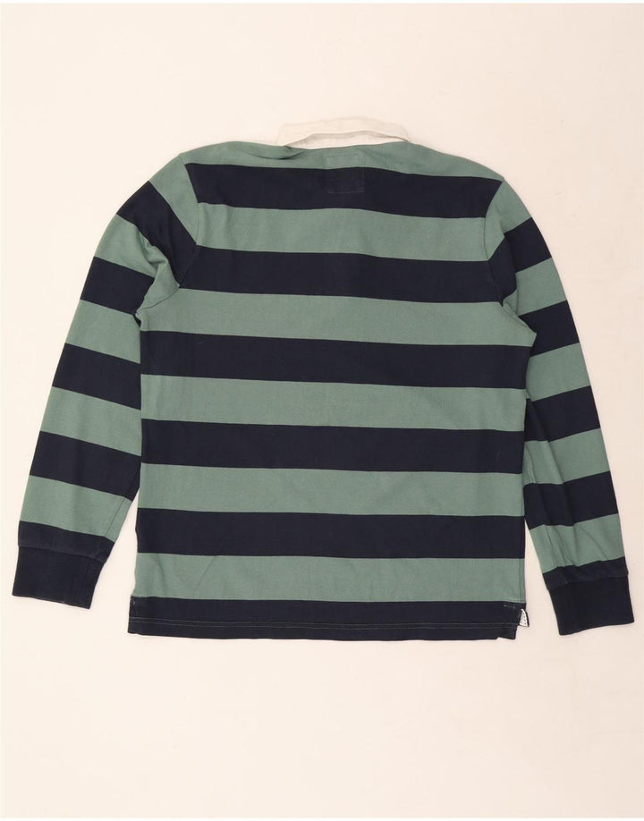 ОДЕЖДА ЭКИПАЖА Мужская рубашка-поло для регби с длинными рукавами, большая темно-синяя полоска