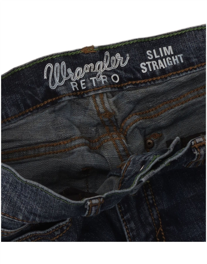 Женские узкие прямые джинсы Wrangler W28 L30 в стиле ретро, синие