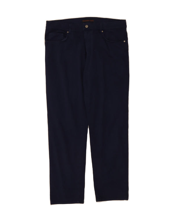 TRUSSARDI Mens Straight Casual Trousers IT 51 Large W37 L29 Navy Blue