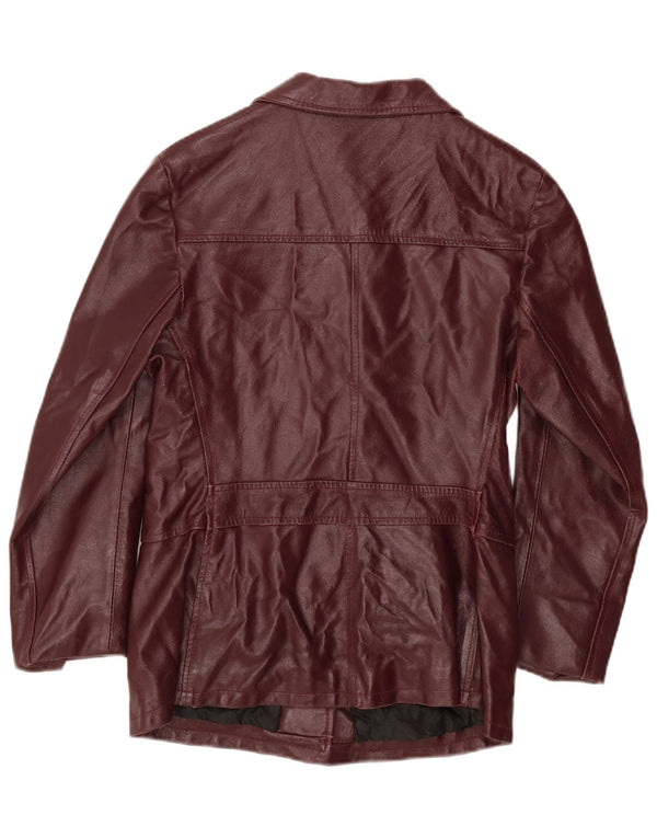 ПОЖАЛУЙСТА, женская кожаная куртка UK 12, средний бордовый цвет