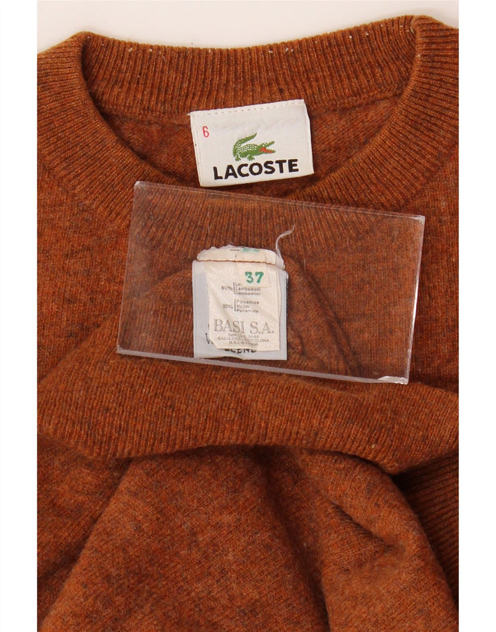 Мужской свитер LACOSTE с круглым вырезом, размер 6 XL, коричневый, шерсть