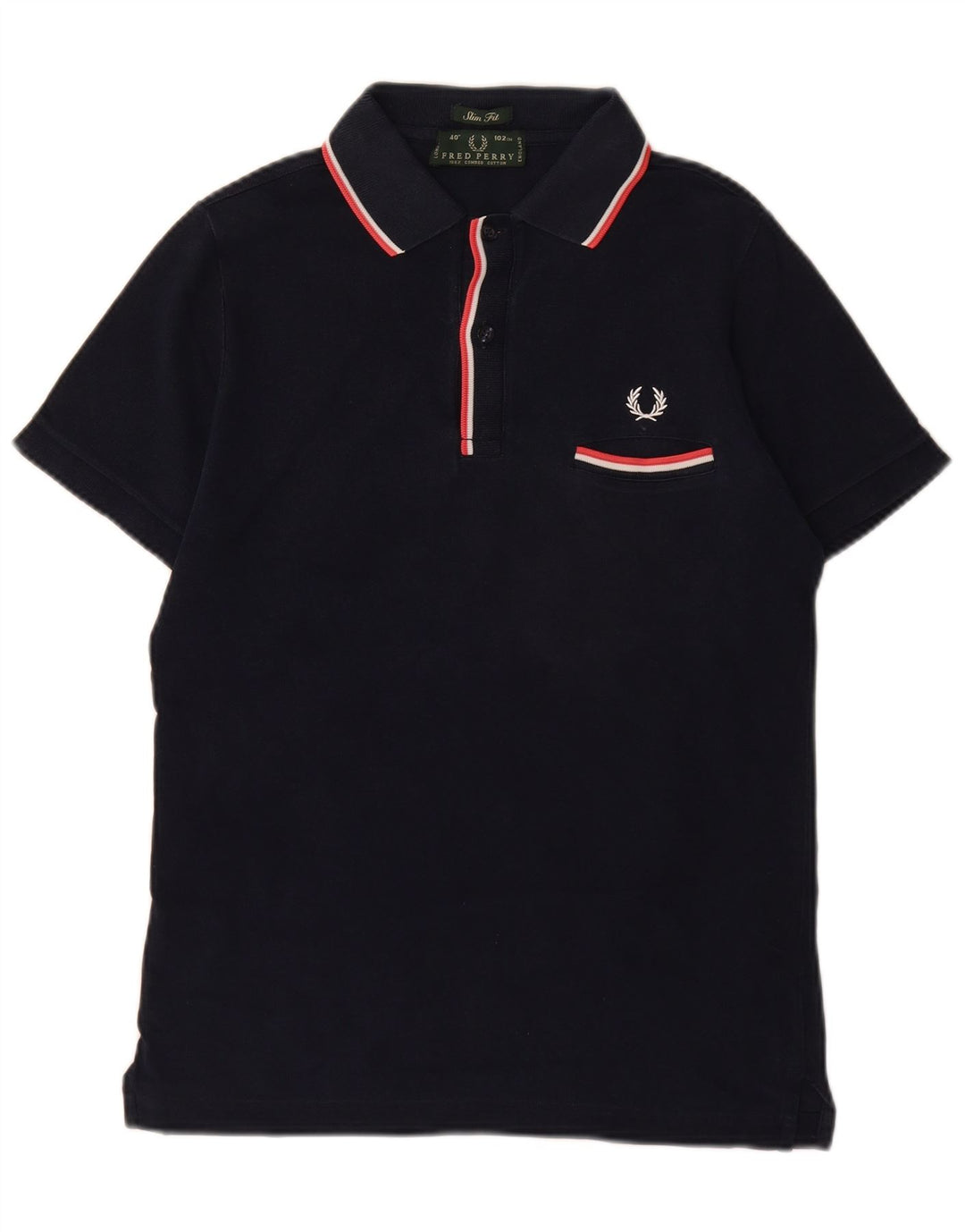 Мужская рубашка-поло приталенного кроя Fred Perry, темно-синяя, хлопковая