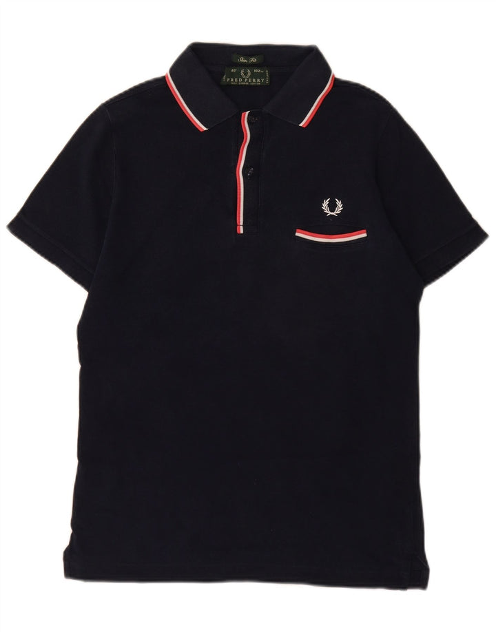 Мужская рубашка-поло приталенного кроя Fred Perry, темно-синяя, хлопковая