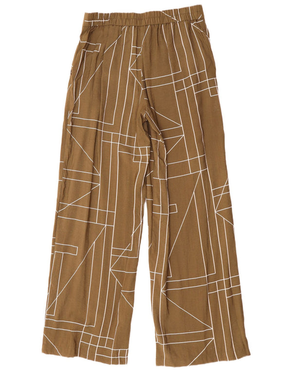 Женские повседневные широкие брюки Zara, маленькие W27 L30, коричневые, современный с геометрическим рисунком