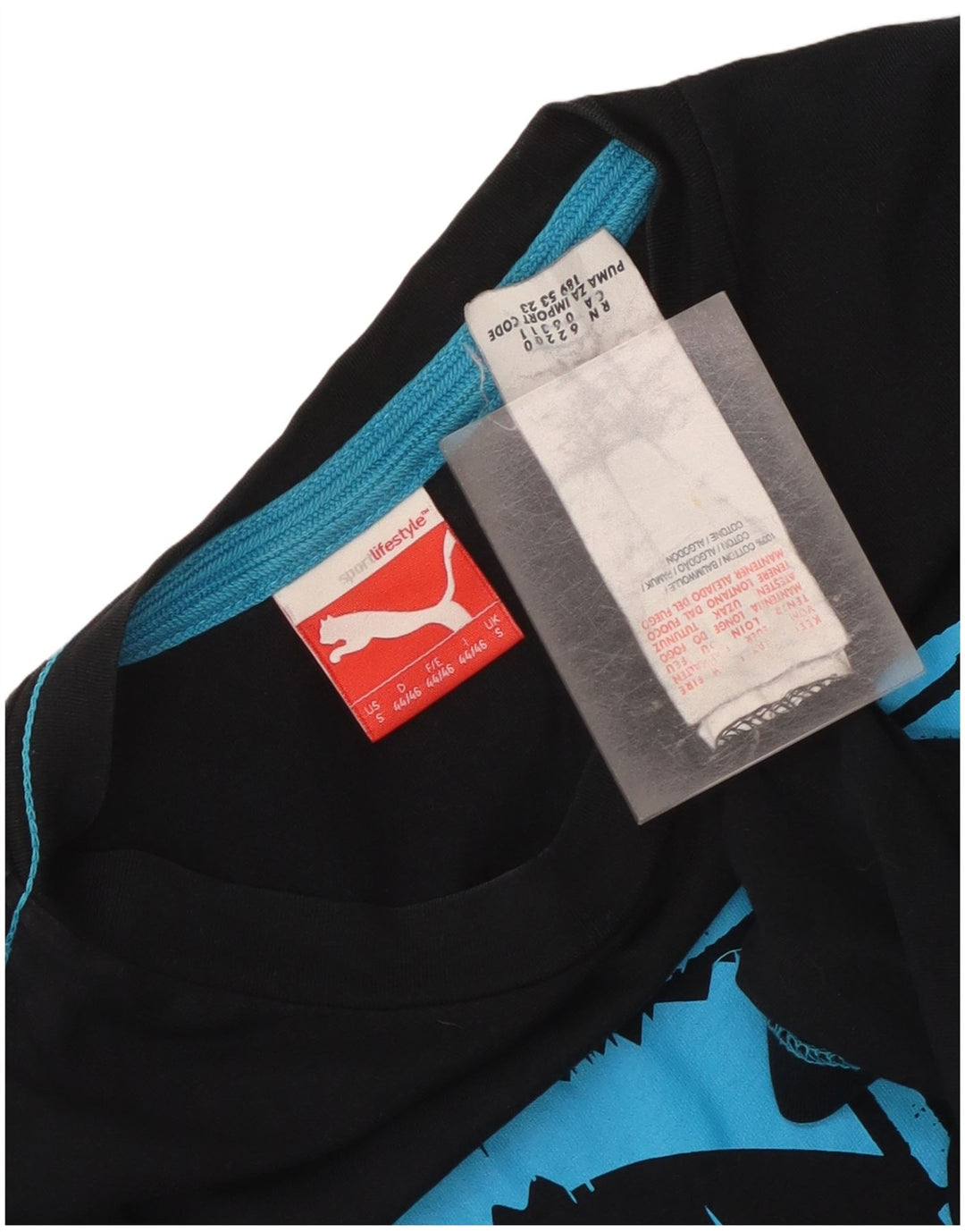 Мужская футболка с рисунком Puma, маленькая, черная, хлопковая