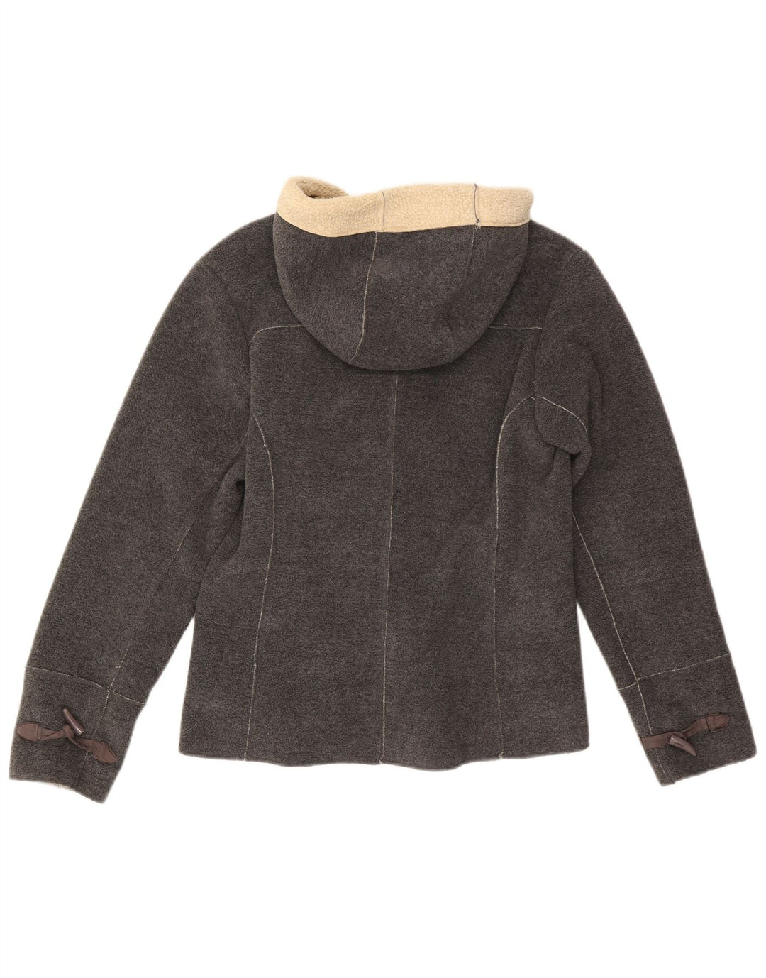 Винтажная женская флисовая куртка из шерпа с капюшоном, Великобритания, 8, маленький серый полиэстер
