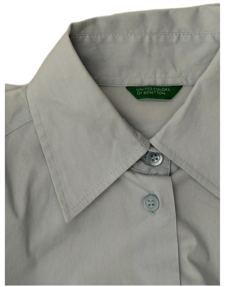 Женская укороченная рубашка Benetton UK 8, маленькая синяя