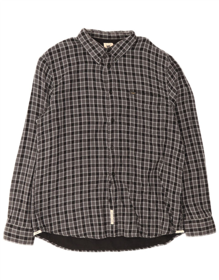Мужская фланелевая рубашка Lee Lumberjack стандартного кроя 2XL, серая, хлопковая клетка