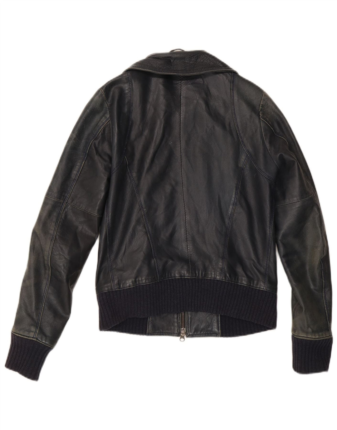 Винтажная женская кожаная куртка IT 42 Medium Black Leather