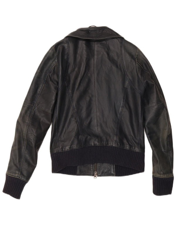Винтажная женская кожаная куртка IT 42 Medium Black Leather