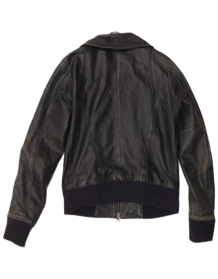 Винтажная женская кожаная куртка IT 42 Medium Black Leather