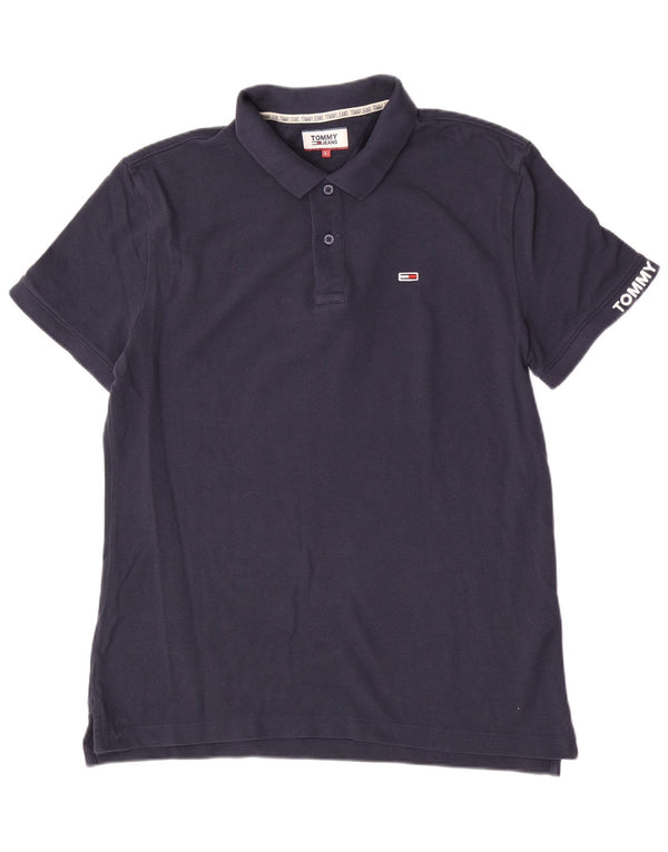 Мужская рубашка-поло с коротким рукавом Tommy Hilfiger, темно-синяя, хлопковая