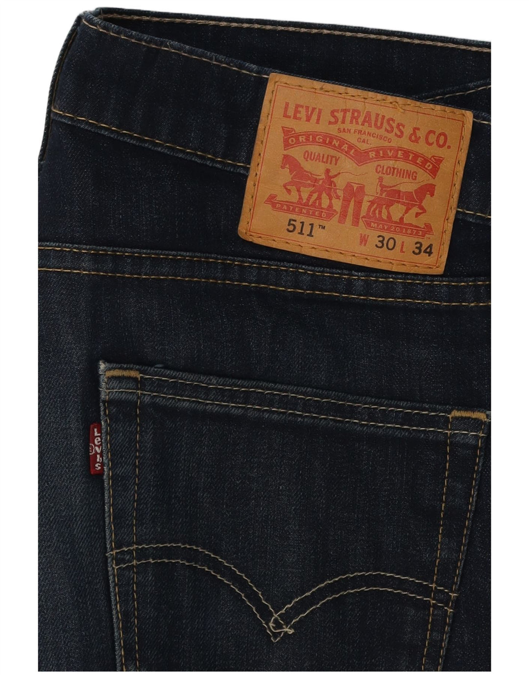 Мужские джинсы LEVI'S 511 Slim W30 L34 Темно-синие, хлопок