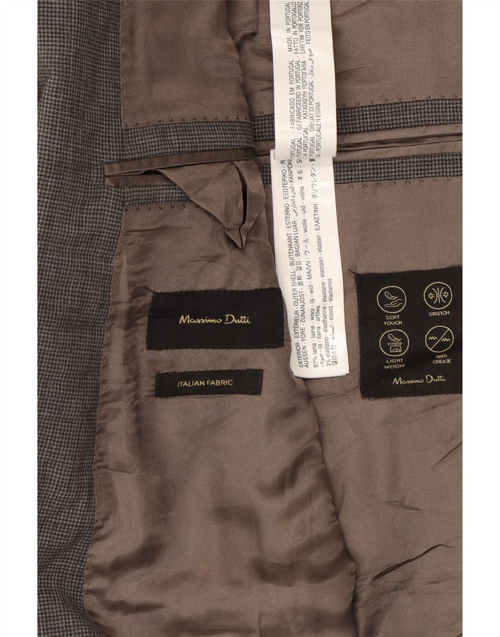 Мужской пиджак Massimo Dutti на 2 пуговицах, США 46 XL, серая шерсть в клетку