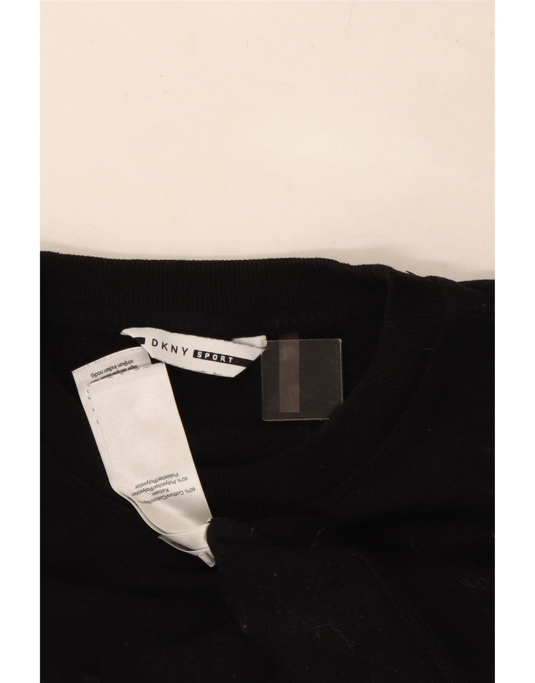 Женский укороченный свитшот оверсайз с графическим рисунком Dkny, Великобритания 10, маленький черный