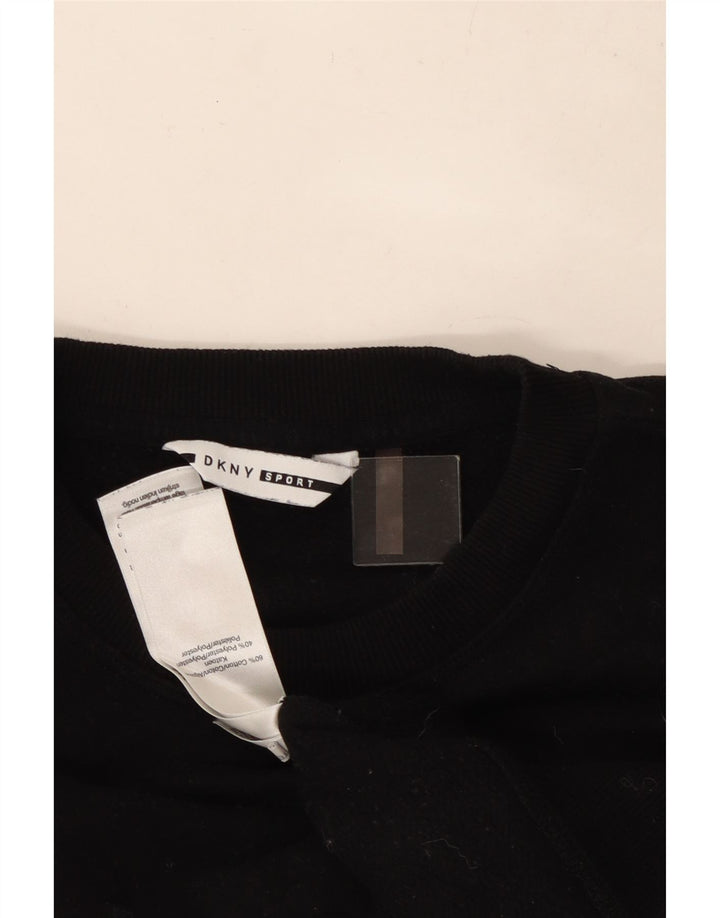 Женский укороченный свитшот оверсайз с графическим рисунком Dkny, Великобритания 10, маленький черный