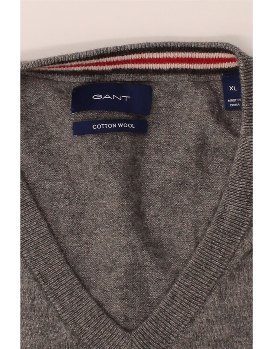 GANT Mens V-Neck Jumper Sweater XL Grey Cotton Vintage Gant and Second-Hand Gant from Messina Hembry 