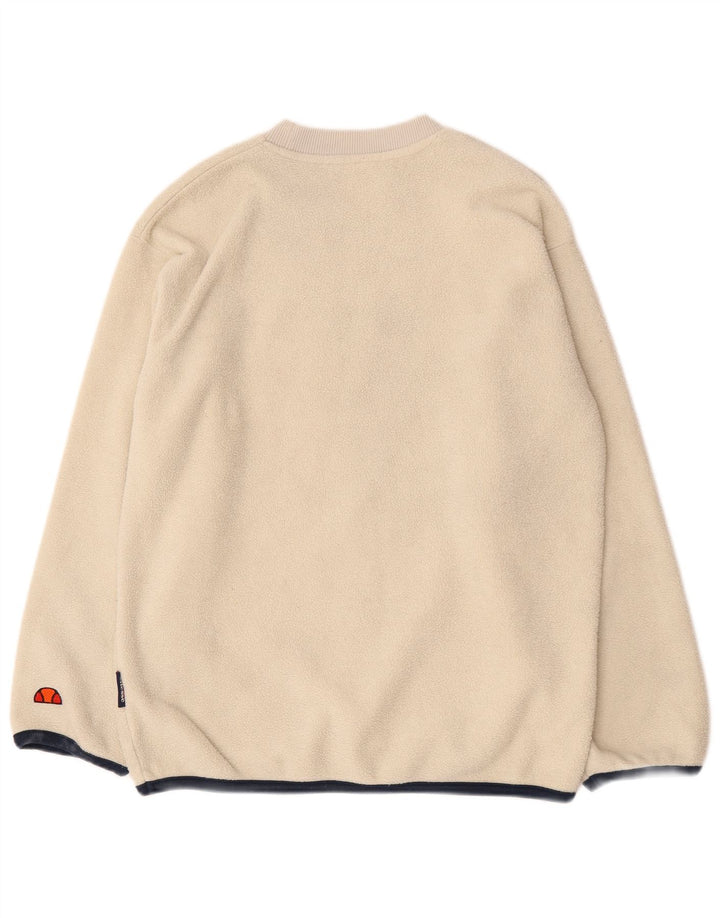 Ellesse Мужской флисовый джемпер с рисунком, маленький бежевый, полиэстер