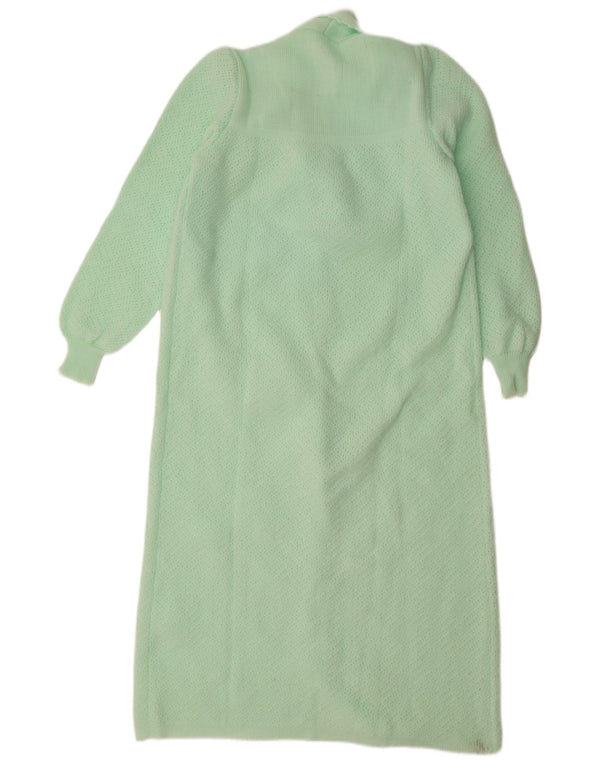 Винтажное женское трикотажное платье-халат, Великобритания, 18 XL, зеленое с цветочным принтом