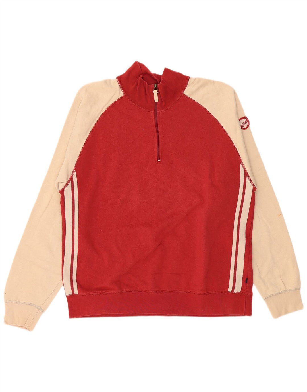 Мужской свитер ASICS с воротником на молнии, 2XL, красный, хлопок с цветными блоками