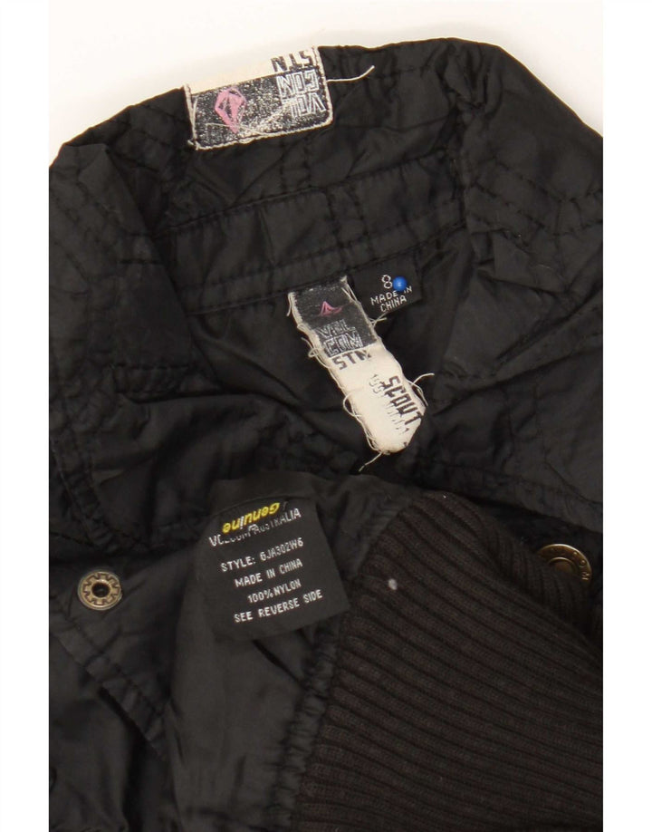 Женский бомбер Volcom UK 8, маленький, черный, нейлон с геометрическим рисунком