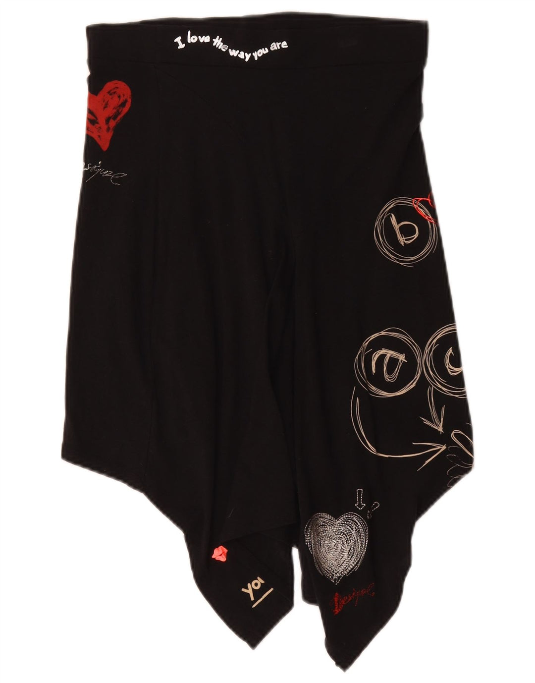 Женская асимметричная юбка Desigual с графическим рисунком, маленькая W27, черный хлопок